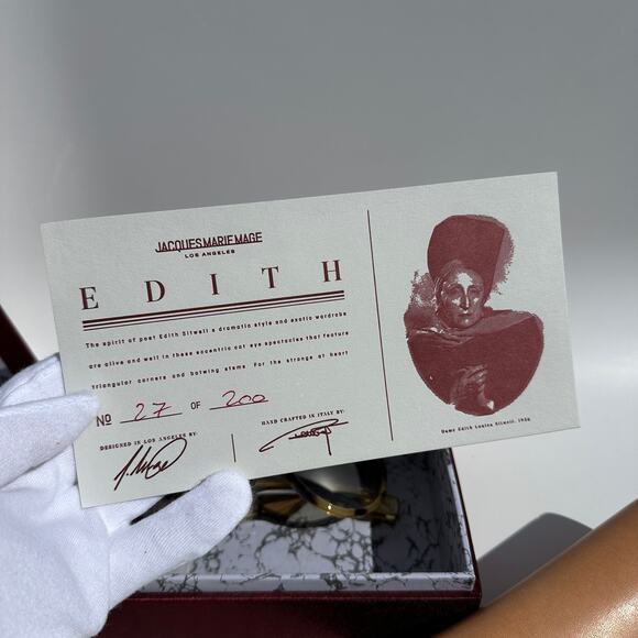 Jacques Marie Mage Edith Cat Eye Sunglasses Tortoise Wood Panels Gold BNIB Rare - Picture 4 of 16